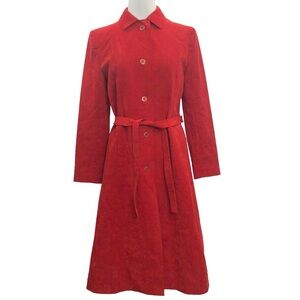 Vintage 70s Ultrasuede Red Long Trench Style Coat Womens Size 10